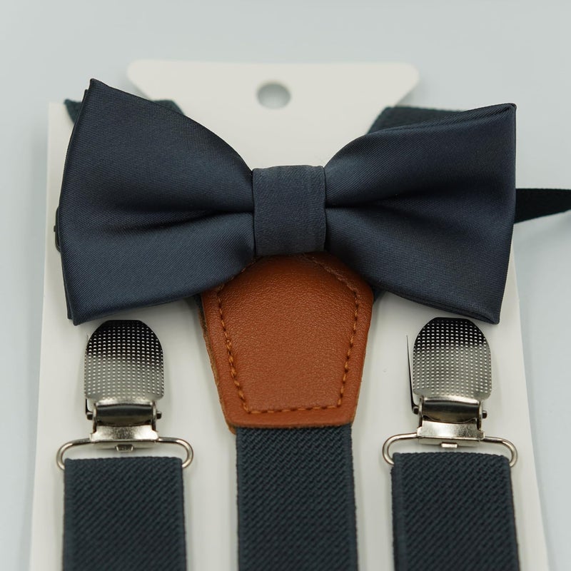 BEWDIO Adjustable Baby Boy Suspenders and Bow Tie, Pre-tied Kids Bowtie and Elastic Suspenders with 4 Strong Metal Clips - Image 4